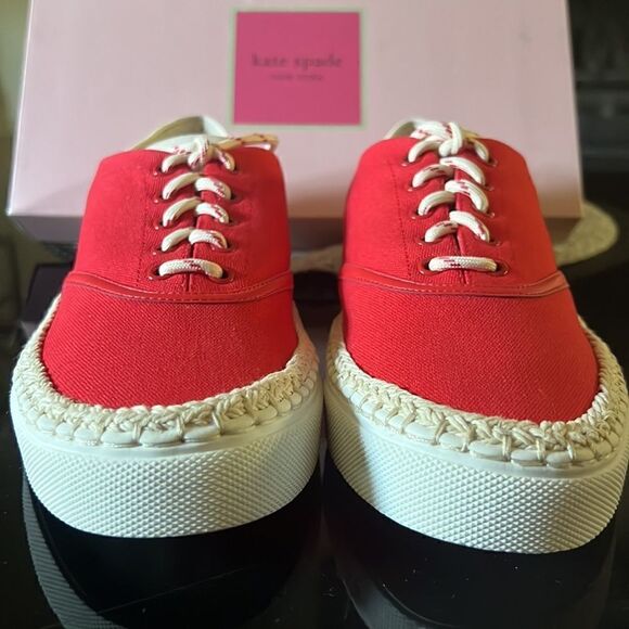 KATE SPADE espadrille lace sneakers coral rose 7.5 - Picture 7 of 13